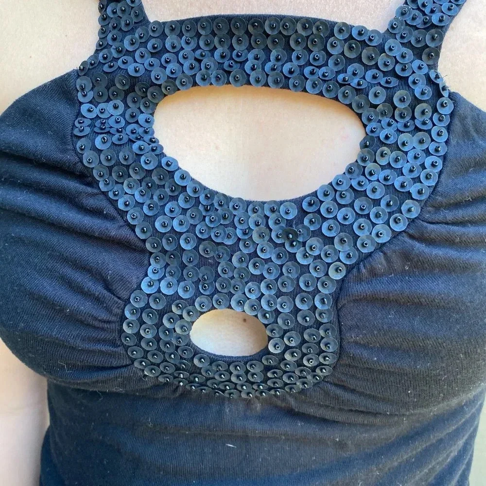 NWT Design History Sequined Knit Stretch Halter - size M - Picture 4 of 5